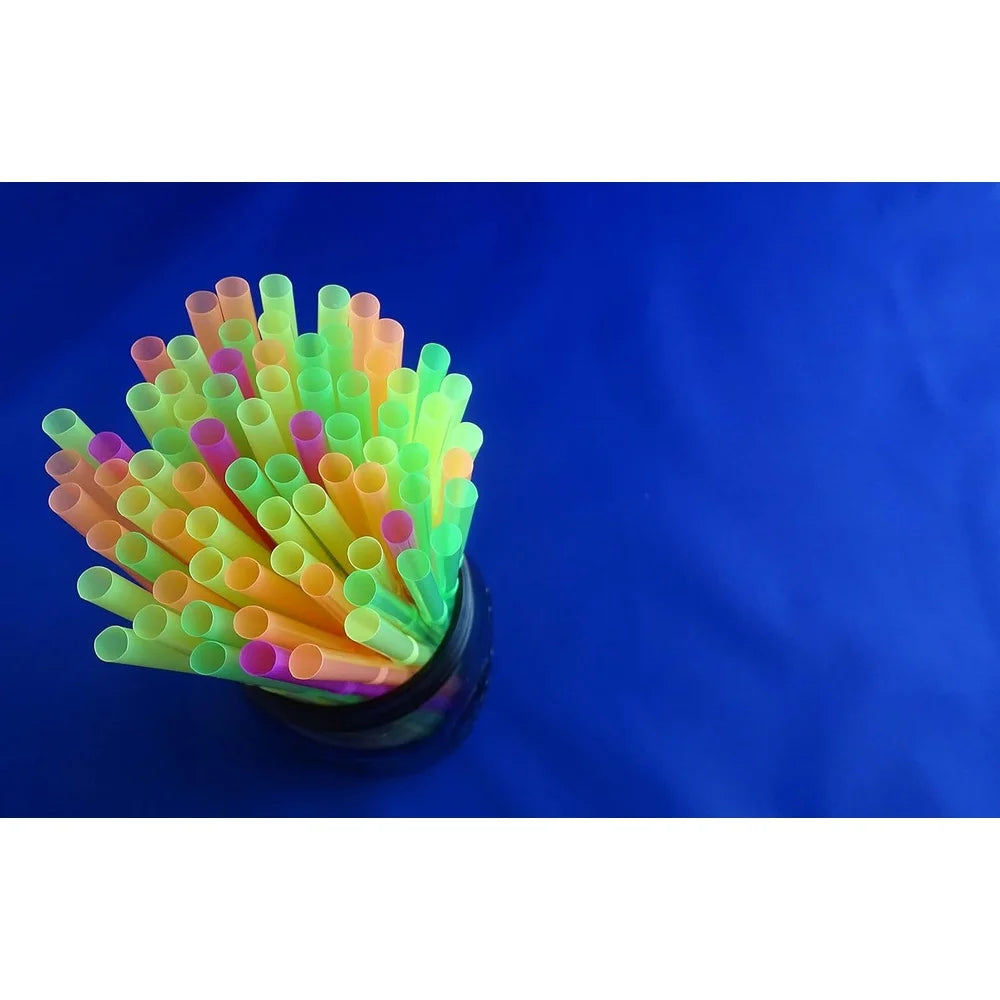 500 Pack 10.25 Inch Wrapped Neon Bendable Drinking Straws Flexible Disposable Straws Parties Kids Cocktails Home Use