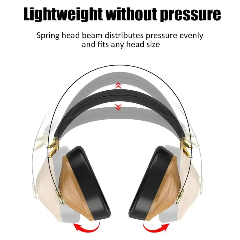 OKCSC One99 Classic Closed-Back Headset For Audiophiles Walnut Color Wired Headset Head Mounted Dynamic Stereo Headphones