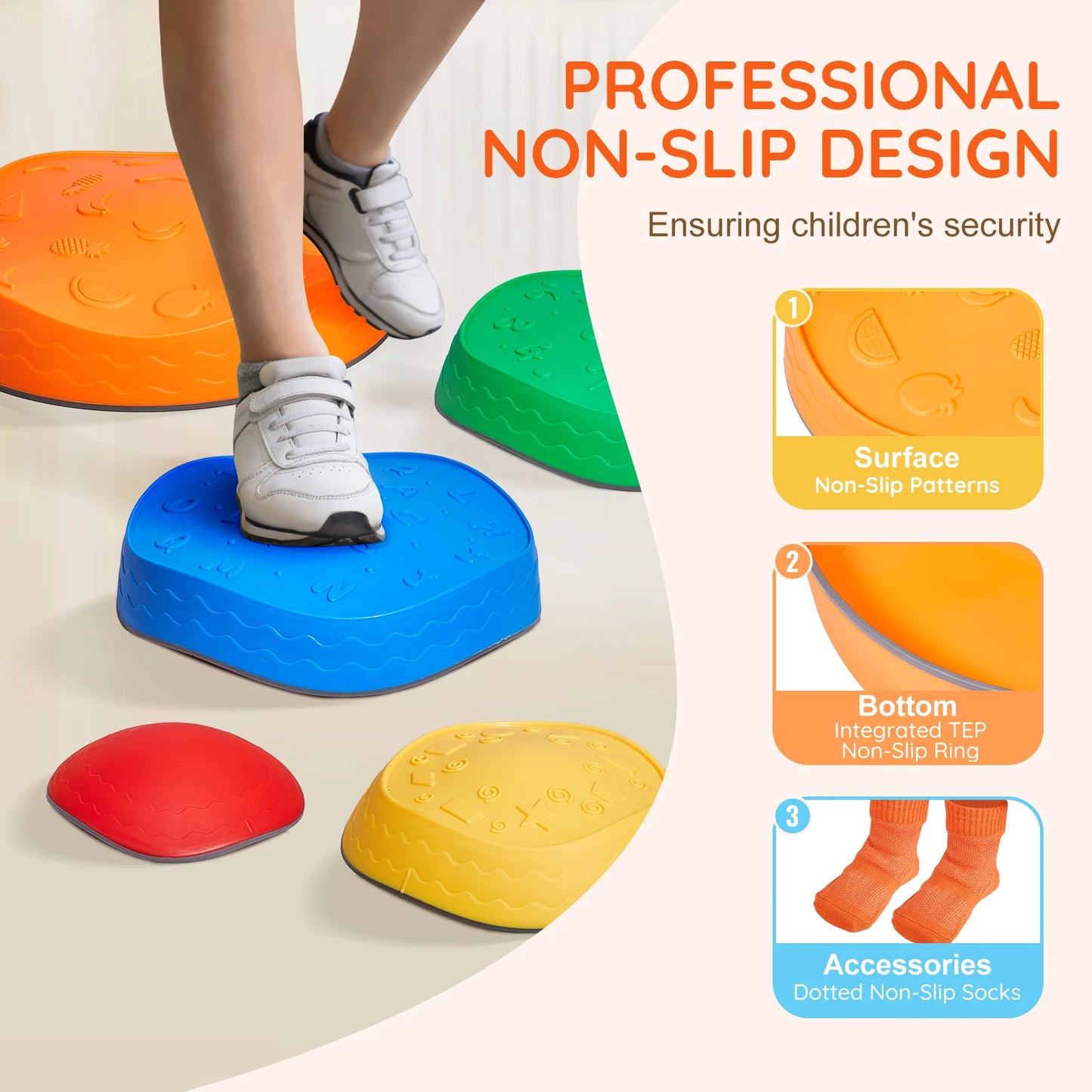 SucceBuy 5PCS Balance Stepping Stones Montessori Children Toys Sensory Training Tactile Sensing for Kids Party Social Games
