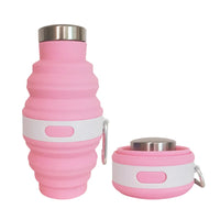 Reusable 475ml Collapsible Water Bottles Retractable Portable Hiking Cups With Carabiner Silicone Folding Drink Cups Sport